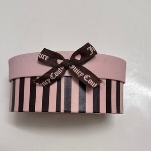 Juicy Couture Pink Oval Box with Brown Bow EMPTY